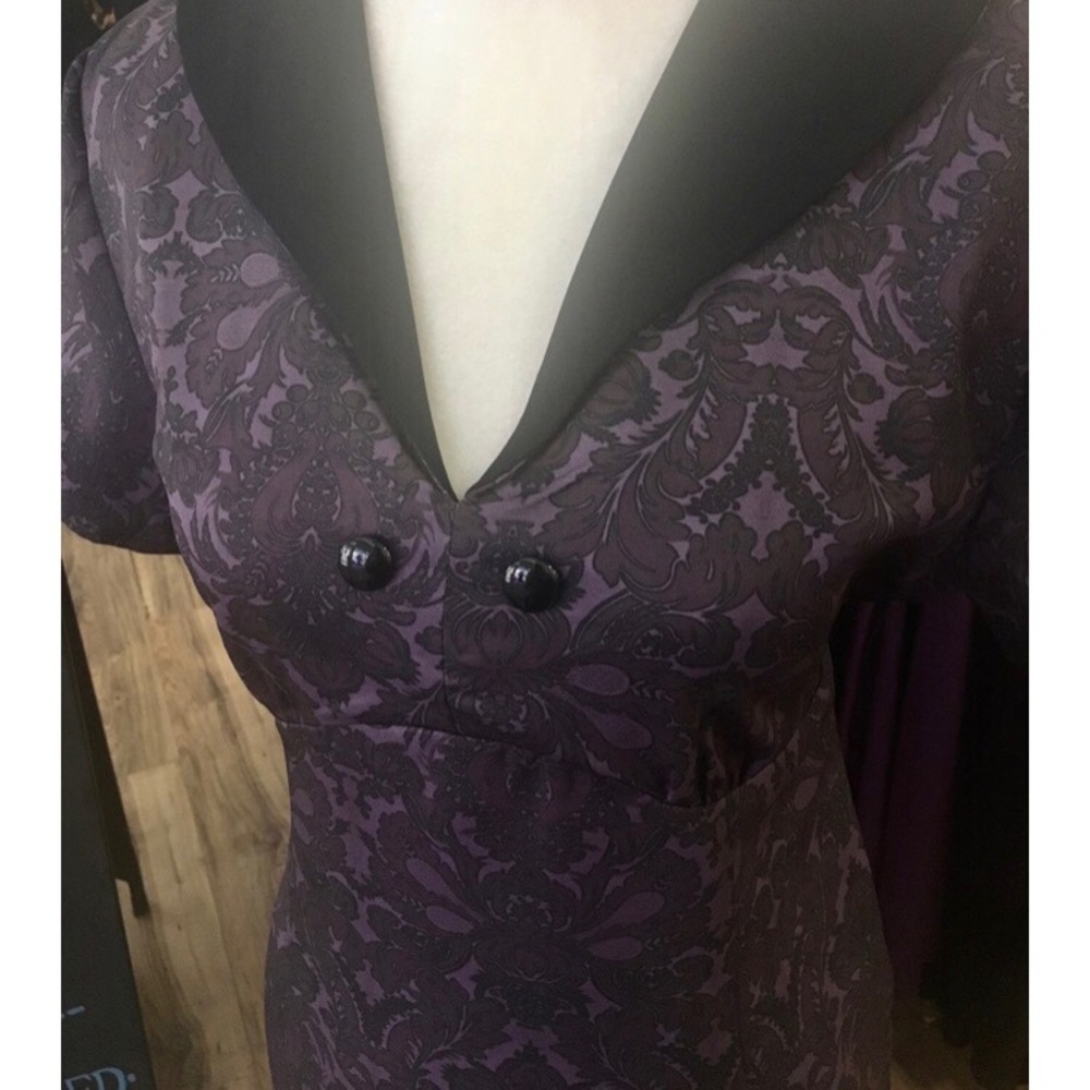 Damask Print Retro Pencil Dress Purple New - Picture 3 of 10